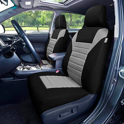 FH Group Full Set 3D Air Mesh Car Seat Covers - Universal Fit, Low Back Seat Cover, Airbag Compatible, Split Bench Rear Seat, Washable Seat Cover for SUV, Sedan, Gray - color: Gray, style: Full Set