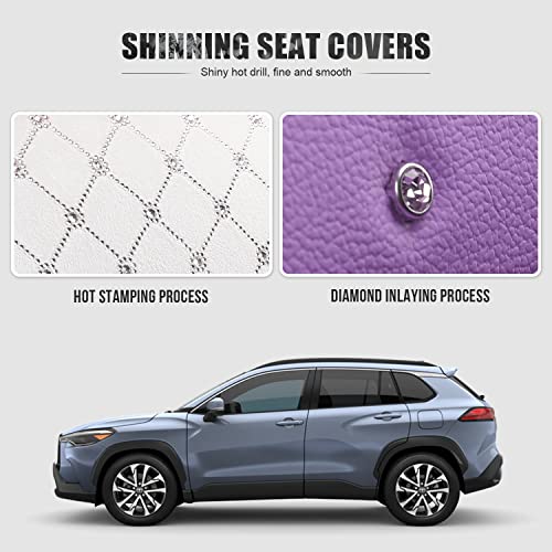 Front Sparkle Seat Covers for Women Waterproof Leather Crystal Diamond Universal Fit for Subaru Kia Forte Optima Nissan Altima Frontier Sentra (2PCS Front, Purple) - color: 2 Pcs Front/Purple-Sparkly