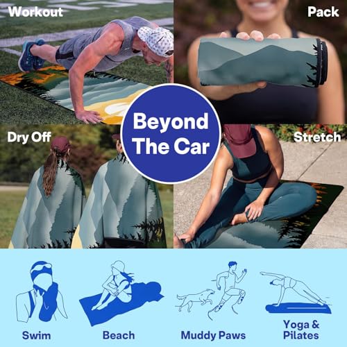 2 Pack Car Seat Towel Covers, Sweat Protector for Front Seats, Premium Thickened Microfiber with National Park Geyser Landscape, Breathable & Quick Dry, Slip-on Headrest Pocket for Gym, Beach, Running - color: Geyser Landscape