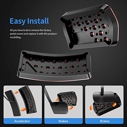 Car Pedal Cover for Jeep Grand Cherokee Dodge Durango 2011-2024 2025 2026 Aluminum Alloy No Drilling Aluminum Brake and Accelerator Pedal Covers 2PCS(Red) - color: Red