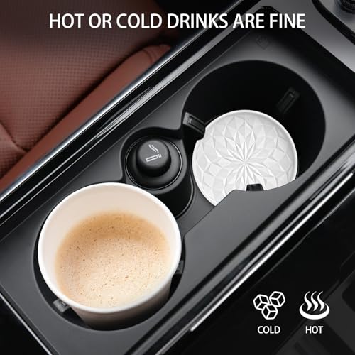 Car Coasters for Cup Holders [4 Pack] - 2.75In Silicone Auto Mug Mats - Universal Non-Slip Recessed Car Interior AccessoriesWhite - color: 4pack-white