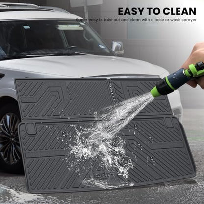 LASFIT Cargo Mat & Backrest Mats for Nissan Armada/Infiniti QX80 2019-2024, All Weather TPE Custom Fit Easy Clean Durable No-Curling Trunk Mat for Armada & QX80, Black - size: 1)For Nissan Armada & QX80 | 2017-2024 | Cargo