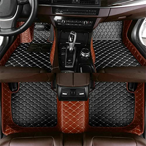 Add Personal Touch to Your Vehicle with IMEISH Customizable Logo Text Car Mats for 99% of vehiclesPads Protection Non-Slip Leather Floor Liners (Light Brown and Black Beige) - color: Light brown and black beige