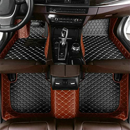 Add Personal Touch to Your Vehicle with IMEISH Customizable Logo Text Car Mats for 99% of vehiclesPads Protection Non-Slip Leather Floor Liners (Light Brown and Black Beige) - color: Light brown and black beige