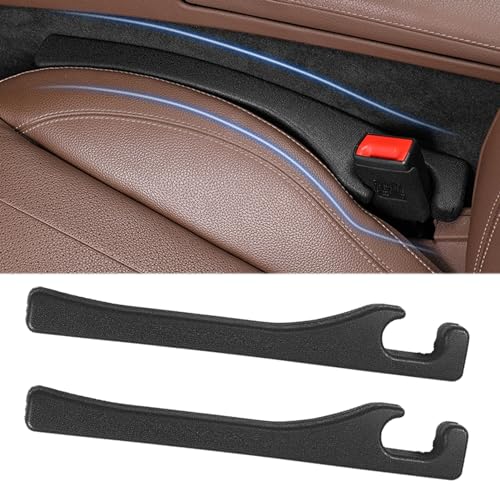 2 Pack Car Seat Gap Filler, Universal Fit Car Seat Gap Plug to Fill The Gap Between Seat and Console, Car SUV Truck Accessories Interior Fit Organizer Stop Cellphone Wallet Keys Coins from Dropping - color: Black