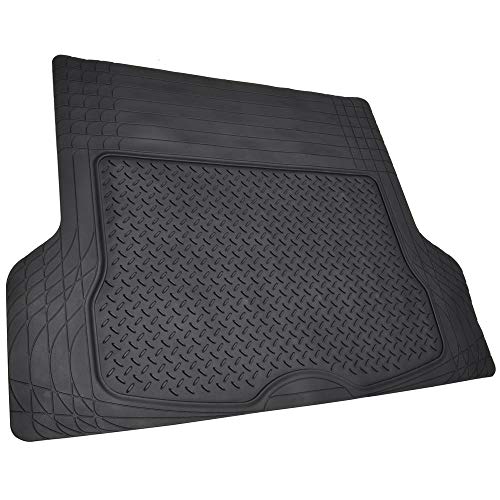 BDK Cat® CAMT-9014 (4-Piece) Large Deep Dish Rubber Car Floor Mats with Trunk Cargo Liner, Universal Trim to Fit Front & Rear Combo Set for Car Sedan SUV Van, Heavy Duty All Weather - color: Black