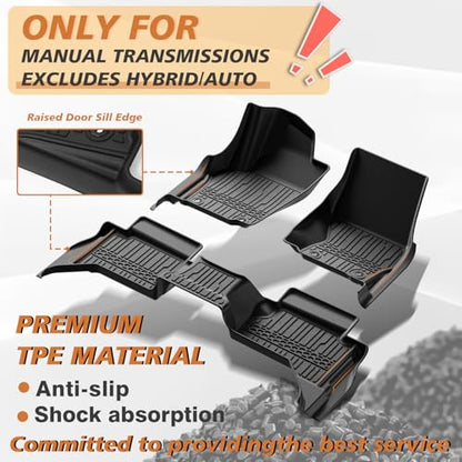 TripleAliners for Tacoma 2024 2025 2026 Double Cab Floor Mats (Fit Manual Trans ONLY) All Weather Floor Liners Compatible with 2024+ Toyota Tacoma Accessories Front & Rear Mats(Not for Hybrid/Auto) - size: Tacoma | Manual Trans | 2024+