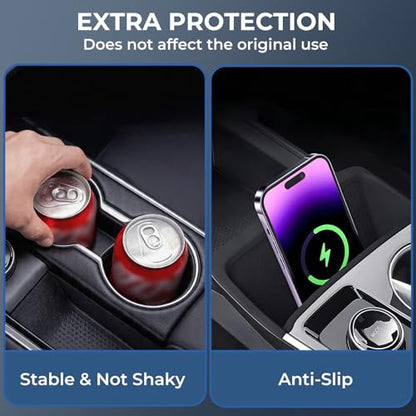Cup Holder Insert & Wireless Charging Protective Mat for Chevrolet Equinox 2026 2025(Not for EV) Interior Accessories Cup Holders & Wireless Charger Cover Pad for Chevy Equinox 2025-2026, Black - style: Fits for 2025-2026 Equinox (Not for EV)