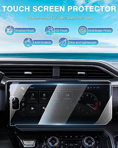 [Upgrade 2PCS Screen Protector 2025 2026 GMC Sierra 1500 (AT4/AT4X/Denali/Denali Ultimate) 2500HD 3500HD 13.4-Inch [No Glare & Fingerprint] Tempered Glass GMC Sierra 1500 Accessories - size: 2025 2026 GMC Sierra 1500 2500HD 3500HD