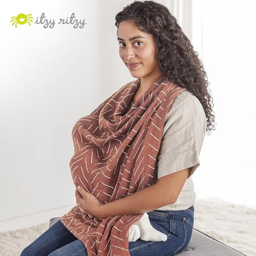 Itzy Ritzy Breastfeeding Boss Multi-Use Cover – A Nursing Cover, Swaddle, Car Seat Wrap, Tummy Time Mat & Burp Cloth All in One – Made of Soft Muslin Fabric & Measures 47” x 47” (Mudcloth) - color: Mudcloth