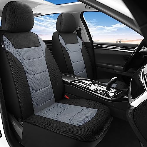3D Air Mesh Car Seat Cover Full Sets Washable and Breathable Premium Cloth Automotive Vehicle Seat Covers for Cars Interior, Universal Fit for Most Cars, Sedan, Truck, SUV(Black/Gray)