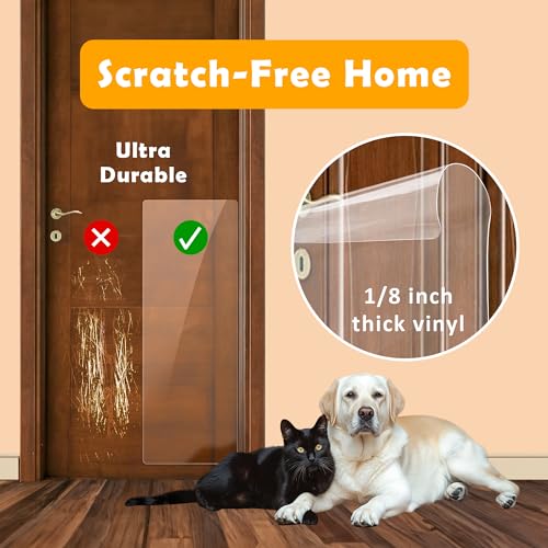 Dog Door Scratch Protector 2-Pack 24x12 — 1/8" Thick Clear PVC Guard for Large Dogs, Paint-Safe 3M Adhesive, Noise-Reducing Heavy Duty Shield for Sliding Glass French Doors Walls & Furniture