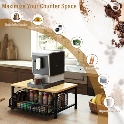 Funecy Coffee Pod Drawer Holder,Coffee Machine Storage Rack,Home Kitchen Counter Coffee Bar Organizer,Storage Basket Drawer (Black) - color: Black