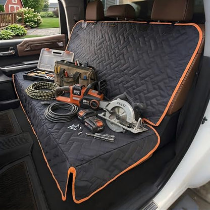 Heavy Duty Back Seat Cover for Truck , 100% Waterproof & Odor-Free Dog Seat Protector for F150 F250 Chevy Silverado Ram Sierra, Scratch-proof Eco-Friendly Back Seat Cover for Dogs, Kids, Tools & Gear - size: Regular for Truck