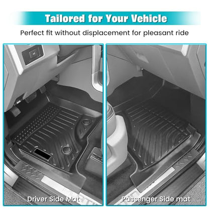 FREEMOTOR802 Compatible with 2009-2014 Ford F-150 Super Crew Cab Floor Mats, Black 3D Molded Carpets Liner 1st 2nd Row Pad 3PC TPE Thermo Plastic Elastomer All Weather Protector - size: For Ford F-150 Super Crew Cab 2009-2014