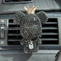 Cute Car Accessories, Bling Crystal Bear Car Air Freshener With Vent Clip,Rhinestone Aesthetic Car Decor Interior Decoration (BLACK)