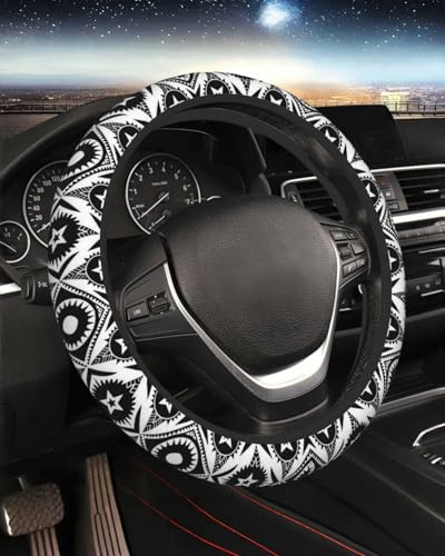 Steering Wheel Cover Accessories Neoprene Cover, Breathable Non-Slip Easy to Install Suitable for Women Men, 14.5-15.5 Inch for Car SUV Van Truck Universal - Boho Art - color: Boho Art