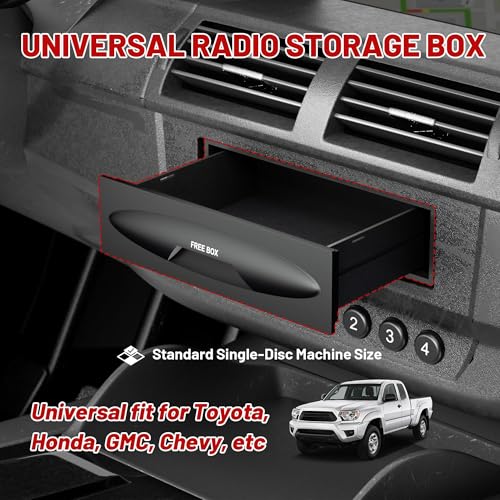 RED WOLF Car Radio Stereo Single Din Storage Box Dash Trim CD Player Holder Storage Box Mounting Pocket Drawer Kit