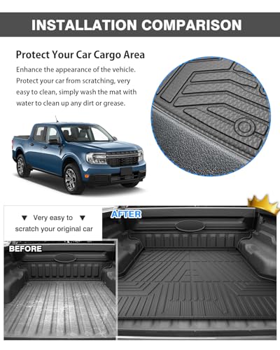 Floor Mats & Truck Bed Mat for 2022-2024 2025 2026 Ford Maverick Gas Model Accessories Floor Mats 2 Row Liner Set All Weather TPE 3D Floor Liners&Truck Bed Liner - size: 3)Ford Maverick Gas｜22-26｜Combo Set