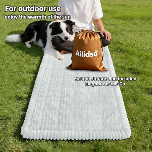 Dog Car Seat Cover, Pet Couch Covers for Car and Sofa, Non-Slip Backseat Pet Bed Mat, Machine Washable, Soft Plush Travel Seat Protector with Portable Storage Bag (White,23.6''×70'') - color: White, size: 23.6''×70''