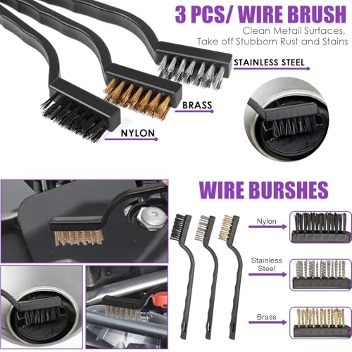 Windshield Cleaner Tool, 17Pcs Purple Car Interior Cleaning Kit, Detailing Kit Cleaner, Detailing Brush, Cleaning Gel, Inside Cleaning Supplies Accessories for Trucks, SUVs, RVs Window