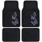 BDK Embossed Neon Purple & Green Butterflies Design Carpet Car Floor Mats for Auto Van Truck SUV-4 Pieces Front & Rear Full Set with Rubber Backing-Universal Fit - color: Neon Butterflies Mats