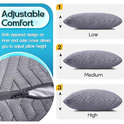 1 MIDDLE ONE Travel Pillow for Sleeping Camping, Memory Foam Small Pillow with Breathable Cover for Backpacking, Airplane, Car (15.5 X 12 Inch) - size: 15.5 X 12 Inch