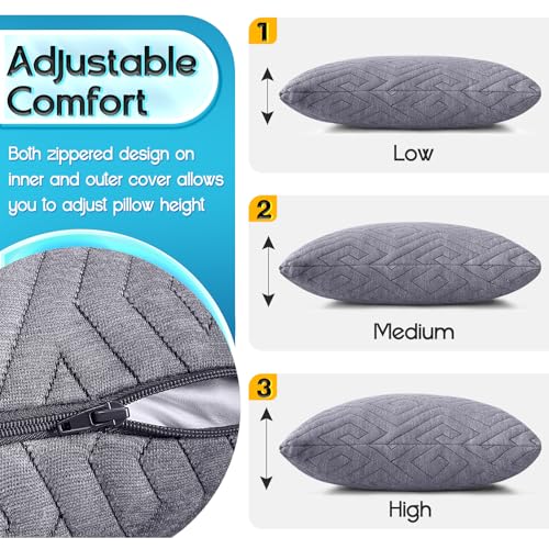 1 MIDDLE ONE Travel Pillow for Sleeping Camping, Memory Foam Small Pillow with Breathable Cover for Backpacking, Airplane, Car (17.5 x 12 Inch) - size: 17.5 x 12 Inch