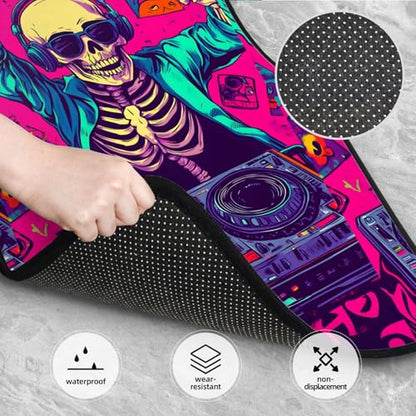 car Foot mat Skeleton DJ Non-Slip Carpet Mats for Cars & Trucks,Decorative Front & Rear Vehicle Foot Rugs,4-Piece Car Floor Mat Set,Universal fit Floor mats