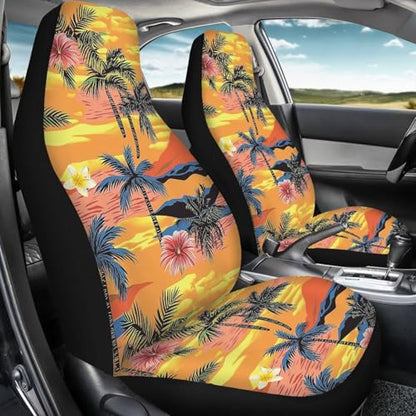 Dreaweet Hawaiian Car Seat Covers Front Seats Only 2 Pack Universal Elastic High Back Bucket Seat Covers for SUV Trucks Sedan Washable Car Seat Cover for Carseat Protection - color: Hawaiian Print