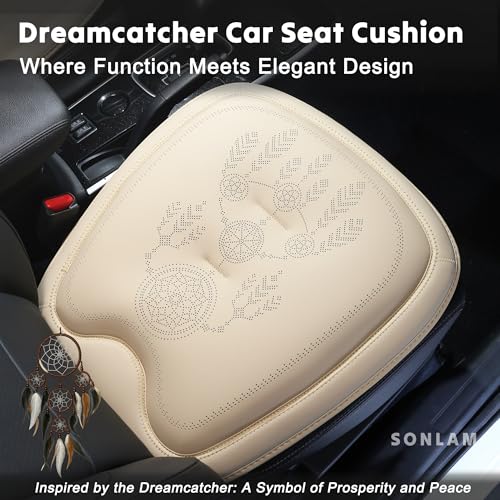 Comfort Dreamcatcher Car Seat Cushion Non-Slip - Relaxing, Optimal Support & Posture for Long Drive (Single Seat (Beige))