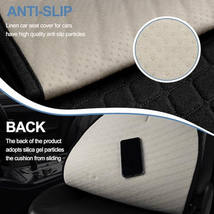 2 Pack Car Seat Covers, Front Seat Covers for Cars, Breathable Linen Car Seat Protector, Universal Fits for Most Automotive, Vehicles, SUVs, Cars, Sedans(Black) - color: Black