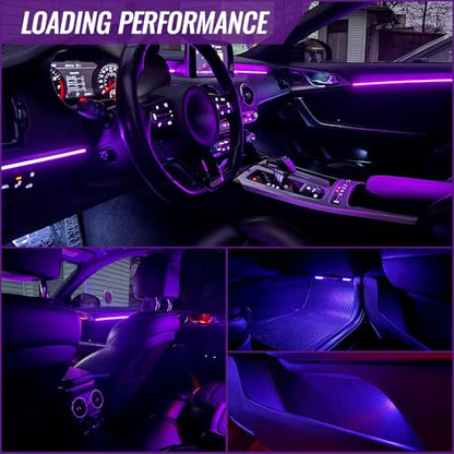Ambient Lighting Car Led Lights Interior,43.3’’ USB Powered Acrylic Neon Flexible Strip Fiber Optic LED Ambient Lighting Kits with Remote APP, RGB Music Lights Sync for Inside car Dashboard - size: 1 in 1 (43.3inch*1)