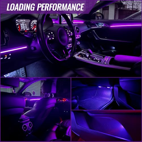 Ambient Lighting Car Led Lights Interior with APP, USB Powered Acrylic Neon Flexible Strip Fiber Optic LED Ambient Lighting kit,4 in 1 Car Center Console Dashboard RGB Sound Active Music Lights Sync - size: 4 in 1(43.3inch*1+29.5inch*2+13.8inch*1)