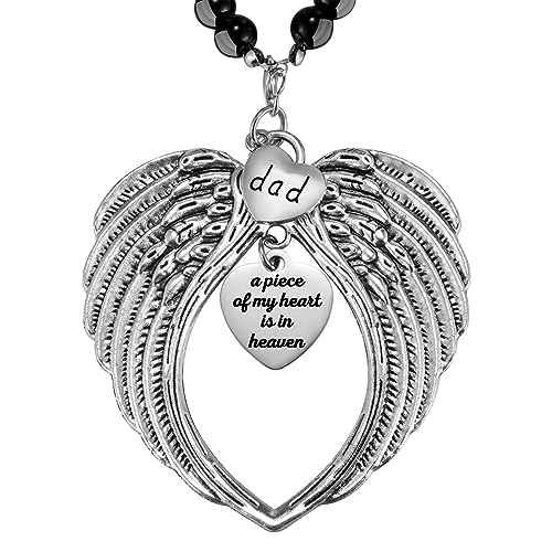 Angel Wings Memorial Hanging Charm - Remembrance Ornament for Rear View Mirror, Guardian Angel Gift for Loss of Dad, Sympathy Gift for Grieving Funeral - style: Dad