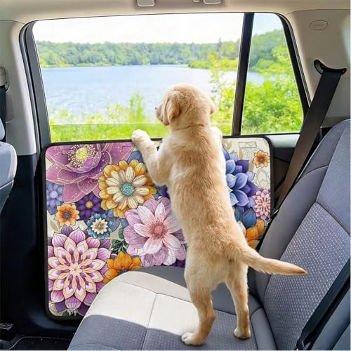 Vintage Floral Dog Car Door Protector for Small Suv Stain-Resistant Door Panel Cover, Anti-Scratch Protects Doors Guard for Cars/SUVs/Trucks Fashion Cars Accessories - color: Vintage Floral