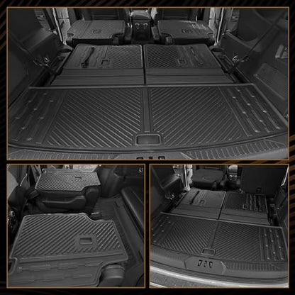 Naibeve Floor Mats for 2024-2026 Toyota Grand Highlander 7 Seats (2nd Row Bucket Seats) - All Weather Floor Mats & 2nd Row Backrest Mats & Trunk Mat with Backrest Mats & Door Sill Guards Accessories - size: 7)Grand Highlander 7 Seats|2024-2026
