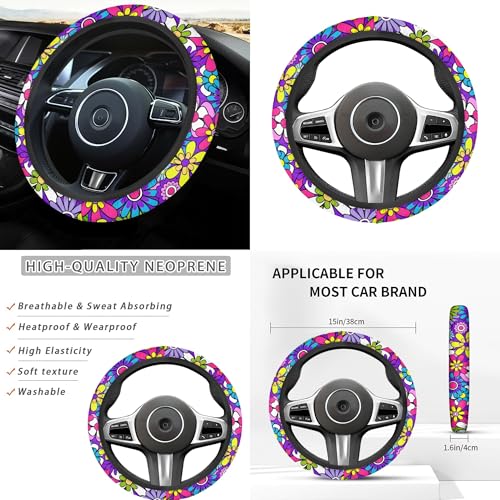 12 Pcs Daisy Flower Car Accessories Full Set for Women Girly Daisy Car Seat Cover Steering Wheel Cup Holder Armrest Pad Gear Shift Cover,Car Handbrake Cover,Fit for Most Truck SUV - color: Novelty Daisy
