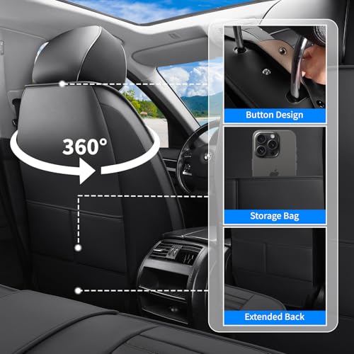Front Seat Covers Fit for Kia K5 2021-2026, Car Seat Covers Front Seats, Breathable Faux Leather Automotive Seat Covers Front Pair Anti-Slip Seat Cover(Black, Front) - color: Black, size: Fit for K5 front seat