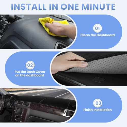Sunsdrew Dash Cover for 2007-2014 Chevrolet Suburban/Tahoe&GMC Yukon,2007-2013 Chevy Avalanche Silverado 1500 LTZ&GMC Sierra SLT Denali Dash Cover Mat Accessories Nonslip Mesh Protector No Glare - size: 07-14 Tahoe Dash Cover