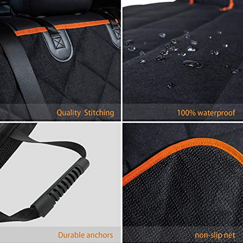 Car Seat Protector, 52” x 50“ for for Familay Car & Regular SUVs, 600D Heavy Duty Car Seat Cover Waterproof Dog Car Seat Cover for Back Seat, Scratch Proof Nonslip Seat Cover for Dogs in Car