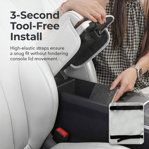 Car Center Console Cover with Tissue Box Holder, Foam Armrest Cover for Car with Side Storage Pockets, Multifunctional Waterproof PVC Leather Car Armrest Cushion Pad, Universal Fit, Black - color: Black-2
