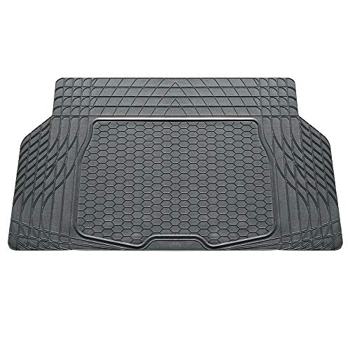 FH Group Automotive Floor Mats - Heavy-Duty Rubber, All Weather Protection Universal Fit Full Set Floor Mats and Cargo Mat, Climaproof, Semi Custom Trimmable for Most Cars, Sedan, SUV, Truck, Gray