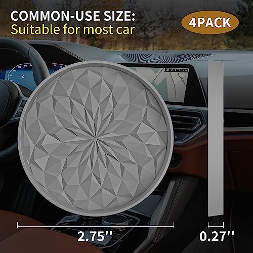 Car Cup Coaster [4 Pack] Silicone Car Coasters/Cup Mats - 2.75In Universal Non-Slip Recessed Car Interior Accessories - Car Cup Holder Insert Coasters Light Grey - color: 4 Pack-light Grey