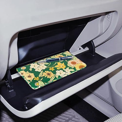 CoBak Car Registration and Insurance Holder - Vehicle Glove Box Car Organizer,Auto Truck Comparment Accessories Case with Magnetic Closure for Driver License,Cards - color: L-Blossom-Pine Green