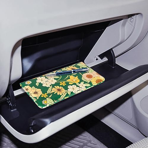 CoBak Car Registration and Insurance Holder - Vehicle Glove Box Car Organizer,Auto Truck Comparment Accessories Case with Magnetic Closure for Driver License,Cards - color: L-Blossom-Pine Green