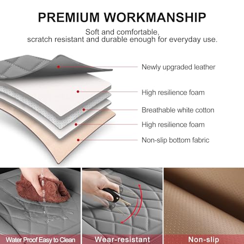 BEITK 2 Pack Leather Front Car Seat Cover Bottom Car Seat, Universal Anti-Slip Driver Car Seat Protectors with Storage Pocket, Waterproof Bottom Auto Seat Cushion Pad Mat for Most Vehicles(Gray) - color: cushion pair gray