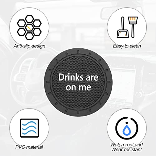 Car Cup Coaster, 4Pcs 2.75 Inch Auto Cup Holder Insert Coasters, Non-Slip Waterproof Embedded Drink Mat, Automotive Interior Accessories for Men and Women (B Black/4PCS) - color: B Black/4PCS