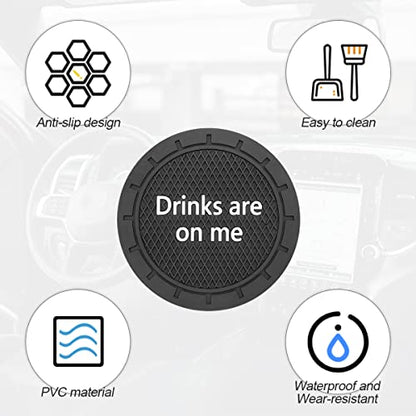 Car Cup Coaster, 4Pcs 2.75 Inch Auto Cup Holder Insert Coasters, Non-Slip Waterproof Embedded Drink Mat, Automotive Interior Accessories for Men and Women (B Black/4PCS) - color: B Black/4PCS