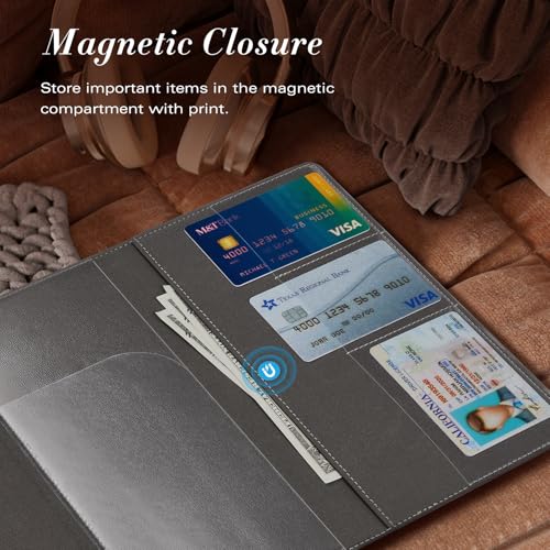 CoBak Leather Car Registration and Insurance Holder with Magnetic Compartment - Vehicle Glove Box Organizer for Driver License, Cards, Emergency Cash - Auto Truck Accessories Case, Lychee Black
